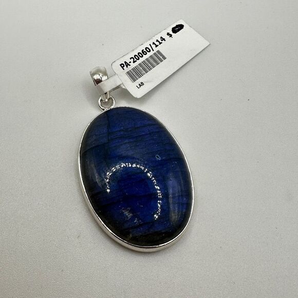 NWOT MONSTER 39x28mm Labradorite in solid sterling silver pendant! - Picture 3 of 9